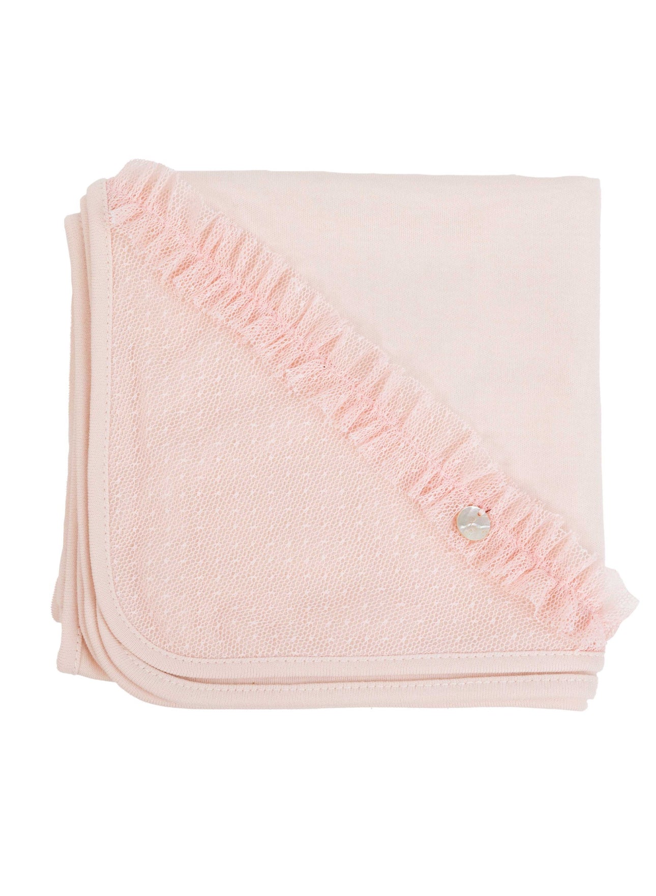 Pink Tulle-Trimmed receiving blanket