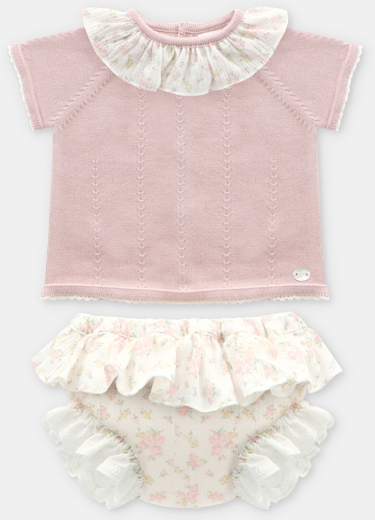 Ruffled Rose Knit & Bloomers Set – Rosa Empolvado