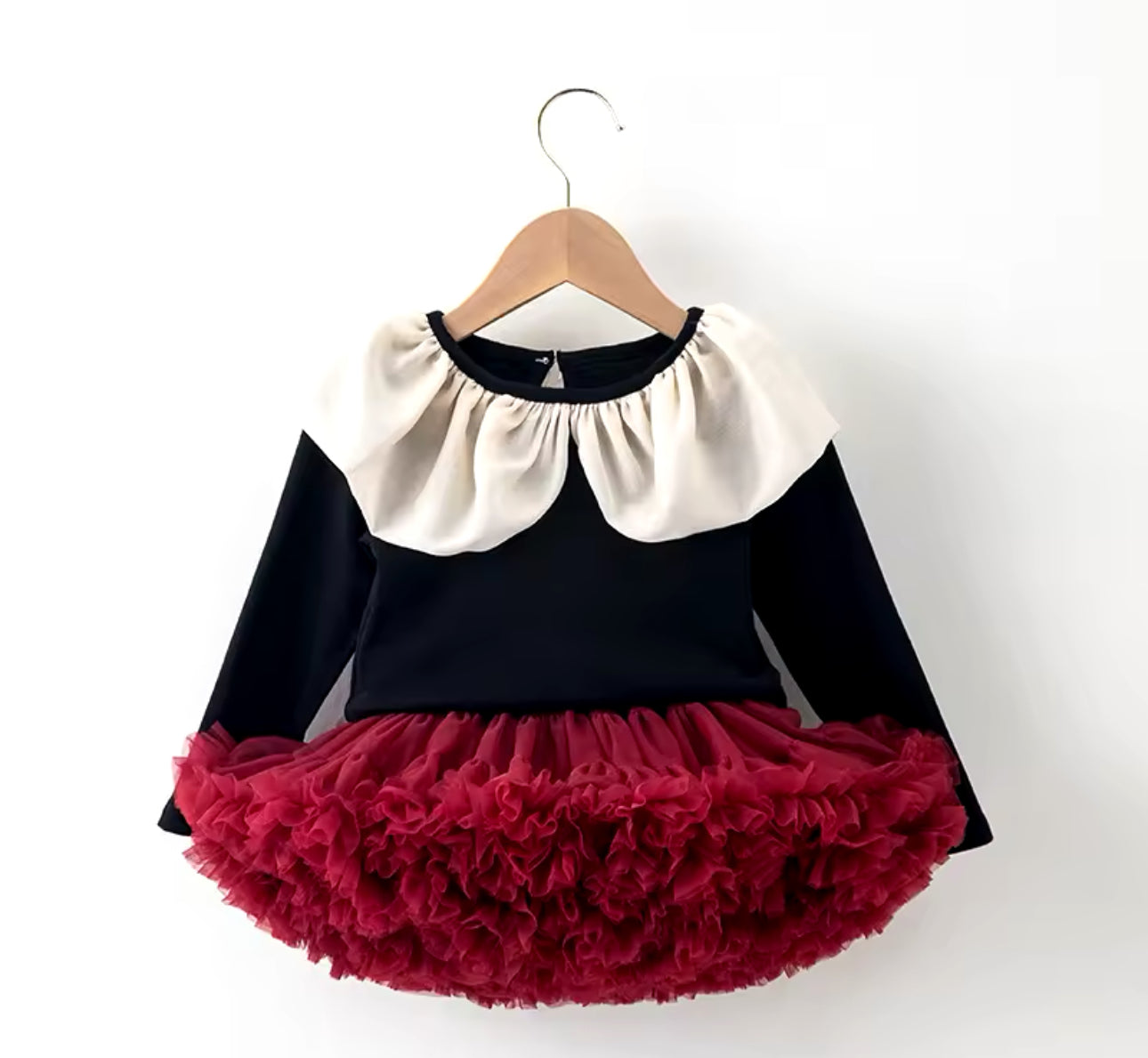 Girls Tulle & Cotton Skirt Set -Black & Red