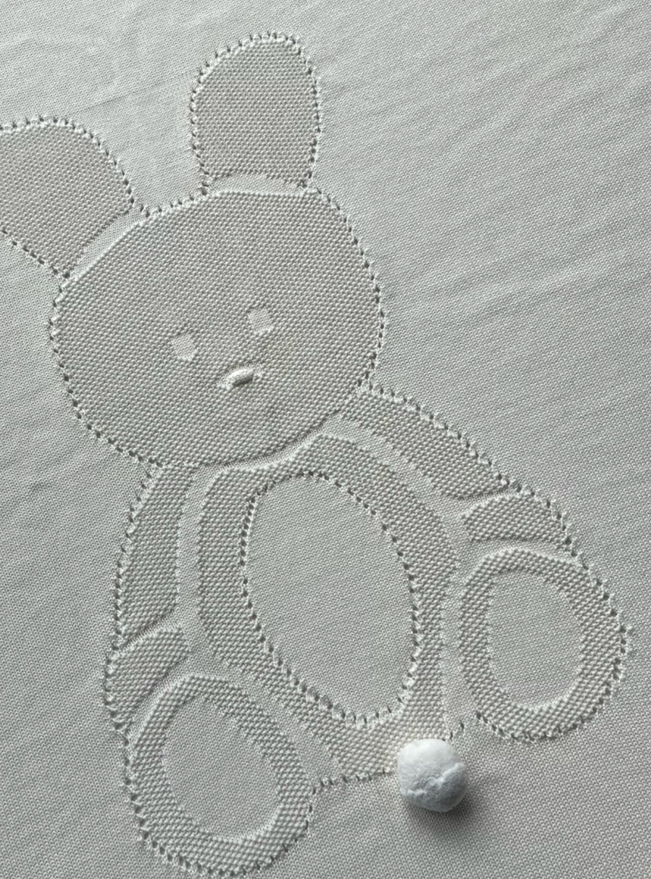Dr.Kid Knitted Bunny Pom-Pom Tail Baby Blanket