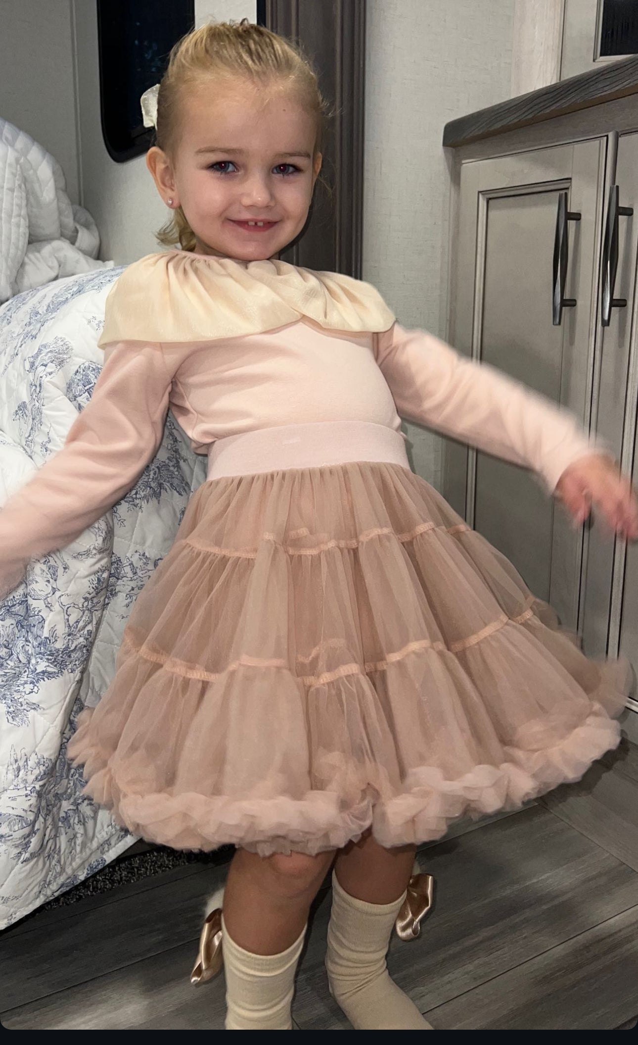 Girls Tulle & Cotton Skirt Set