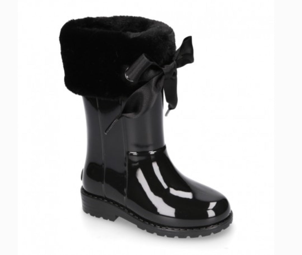 Yogi Tall High Gloss Girls Rain Boot - Black