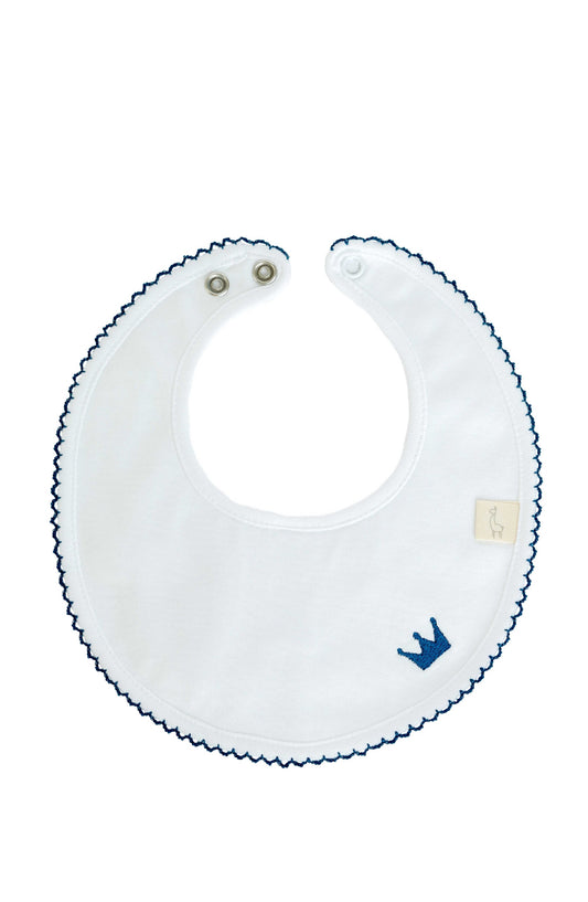 Little Royals Bib  - White & Navy