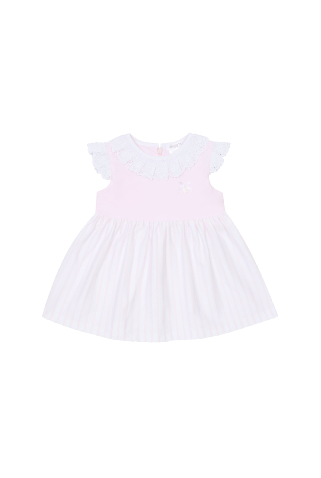 Deolinda Pink & White Baby Dress with Lace Collar – SS25 Collection