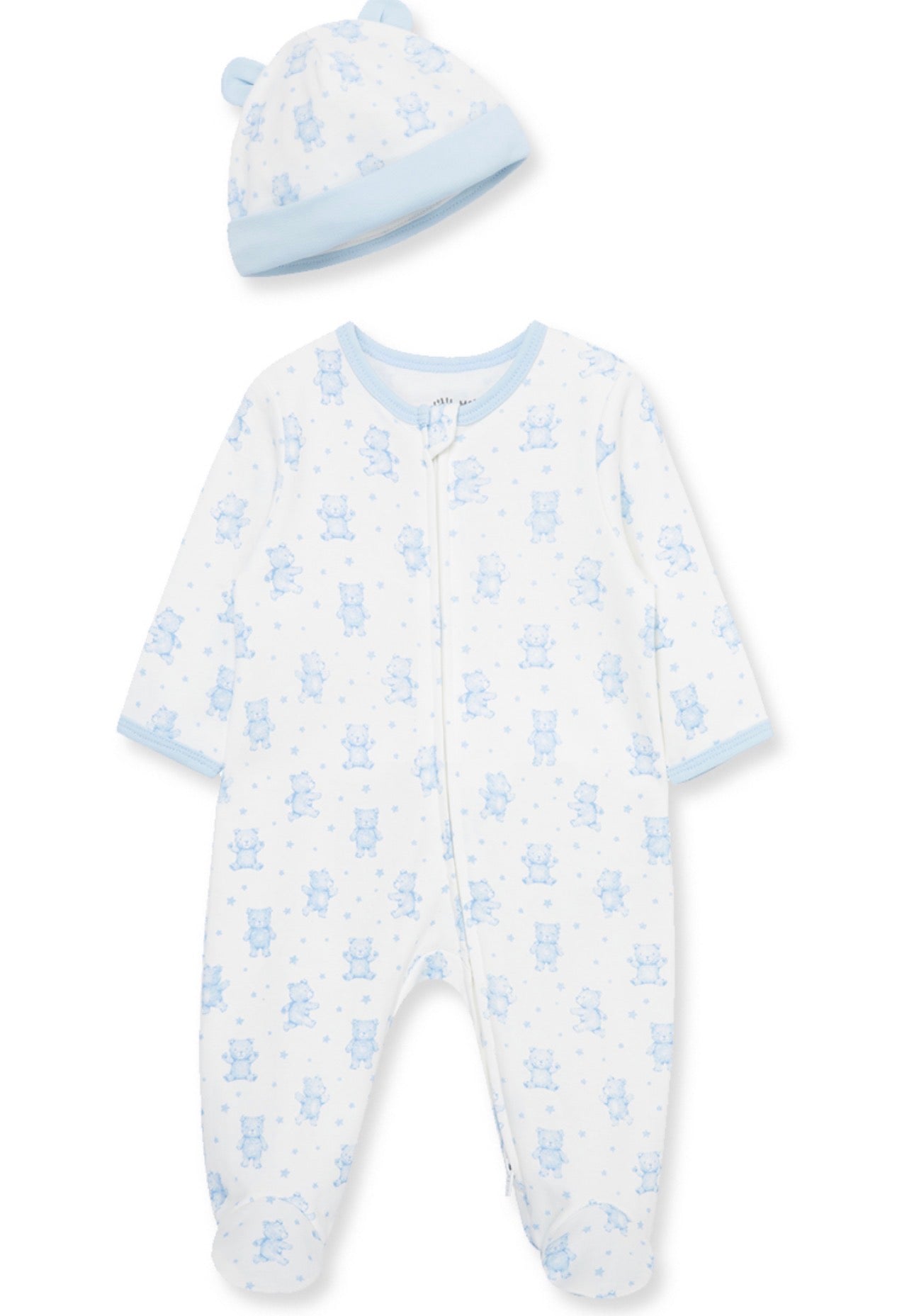 Blue Teddy Newborn Set with Matching Hat