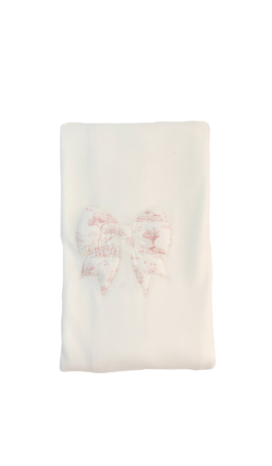 Baby Gi Ivory & Rose Toile Bow Blanket