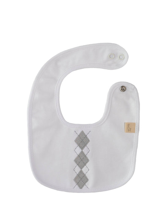 White & Gray  Argyle Bib by Baby Gi