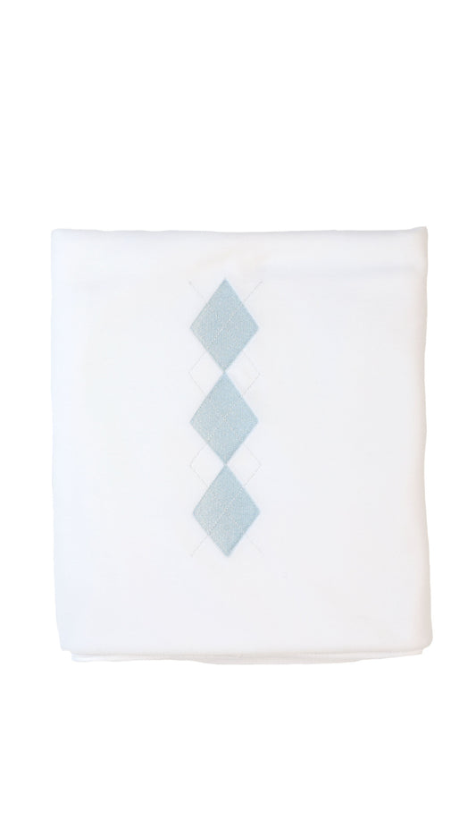 Preppy White & Blue Baby Blanket – Soft Velour Blend