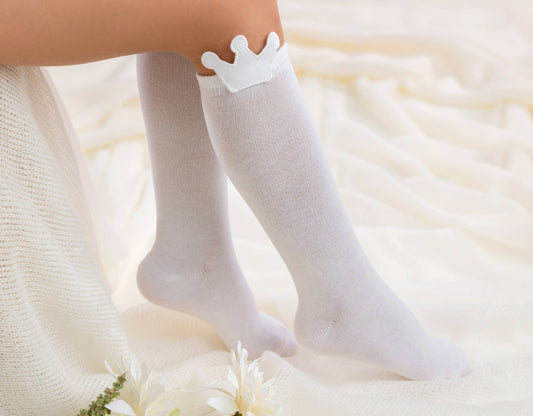 Meia Pata White Crown Knee Socks – Baby & Toddler