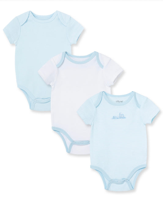 🚂 Heaven Sent 3-Pack Bodysuits – Blue