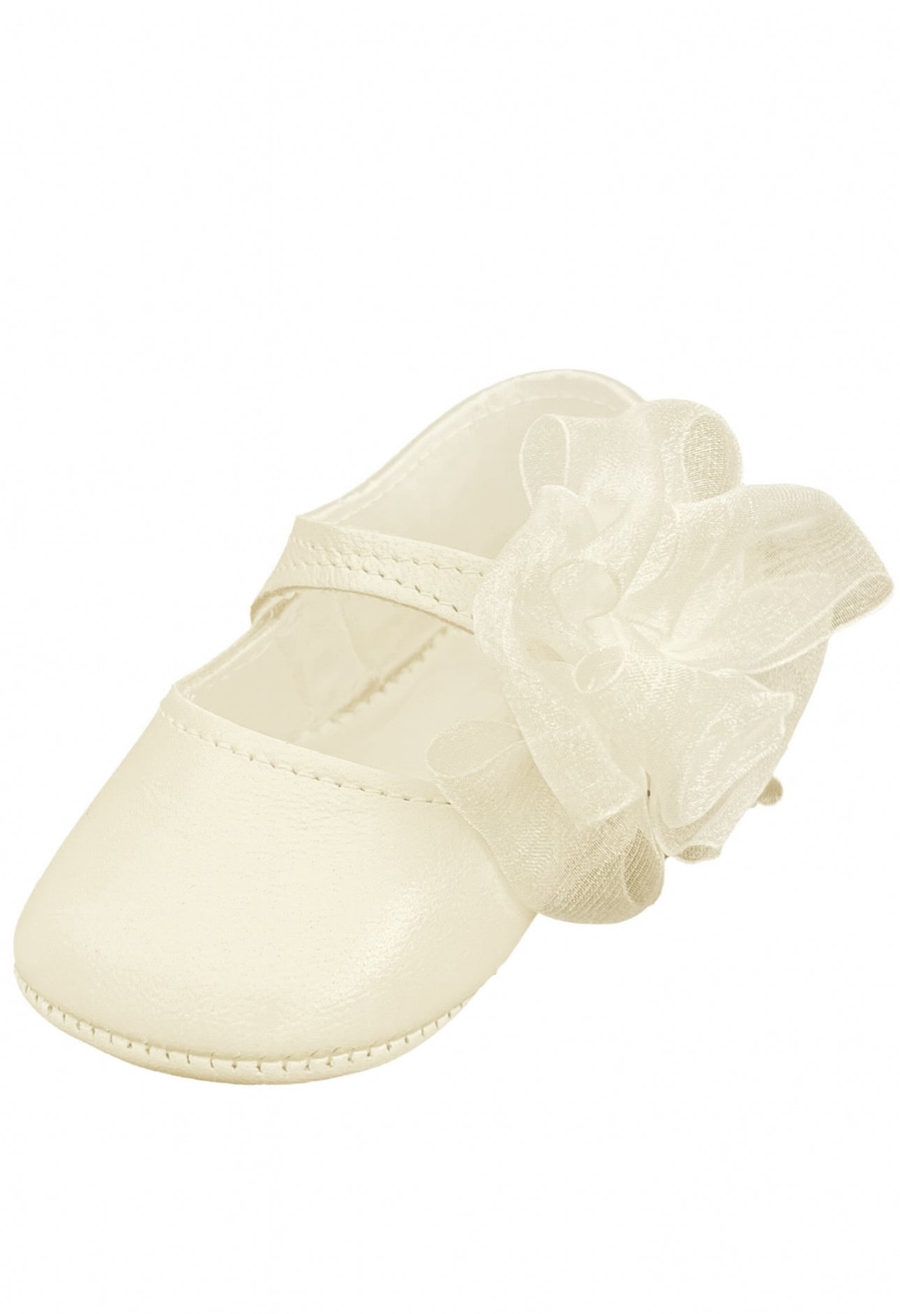 Ivory Baby Girl Mary Jane With Organza Flower 17 ( one us) Ivory Baby Girl Mary Jane With Organza Flower 17 ( one us)