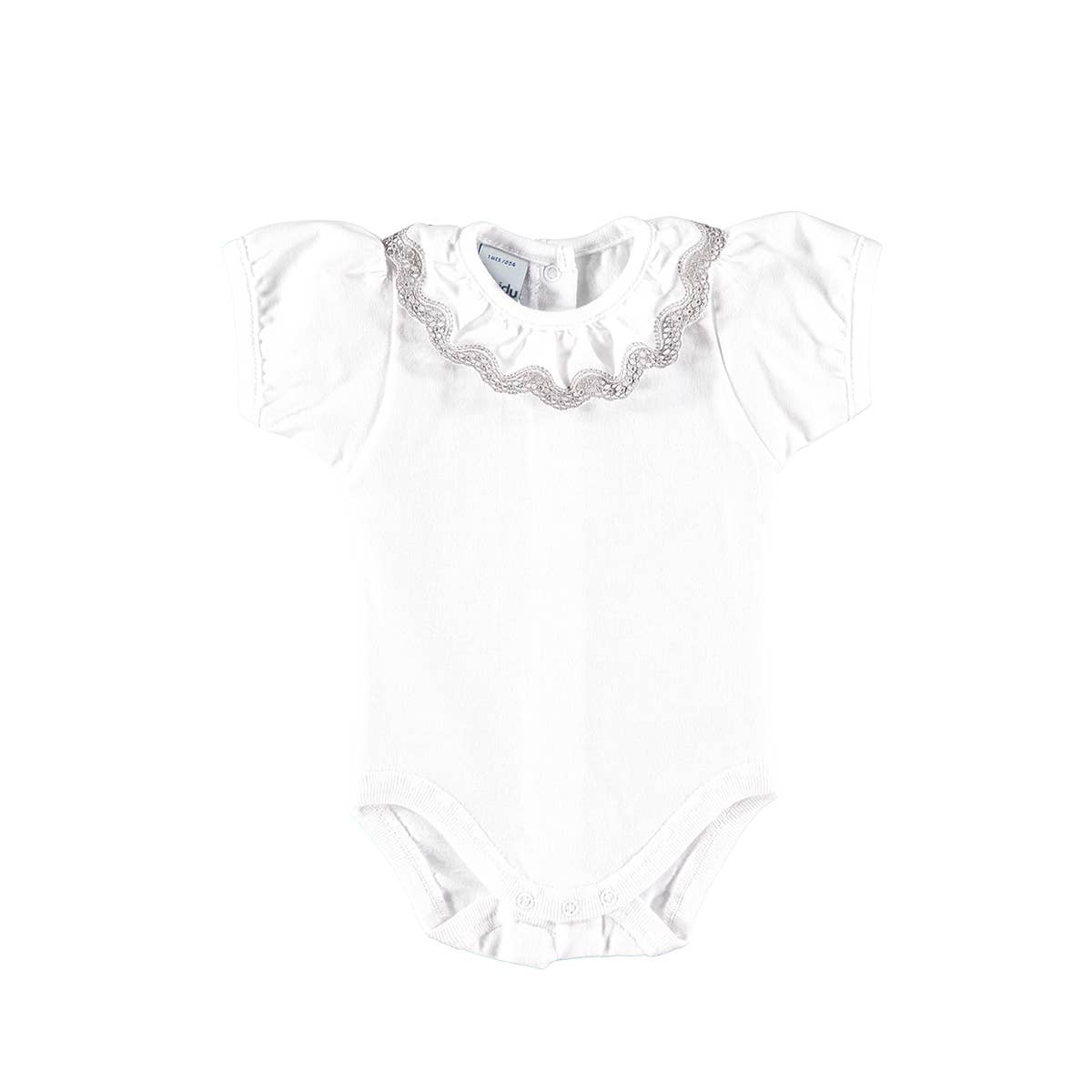 Baby Girls Ruffled Collar Onesie-Gray Trim