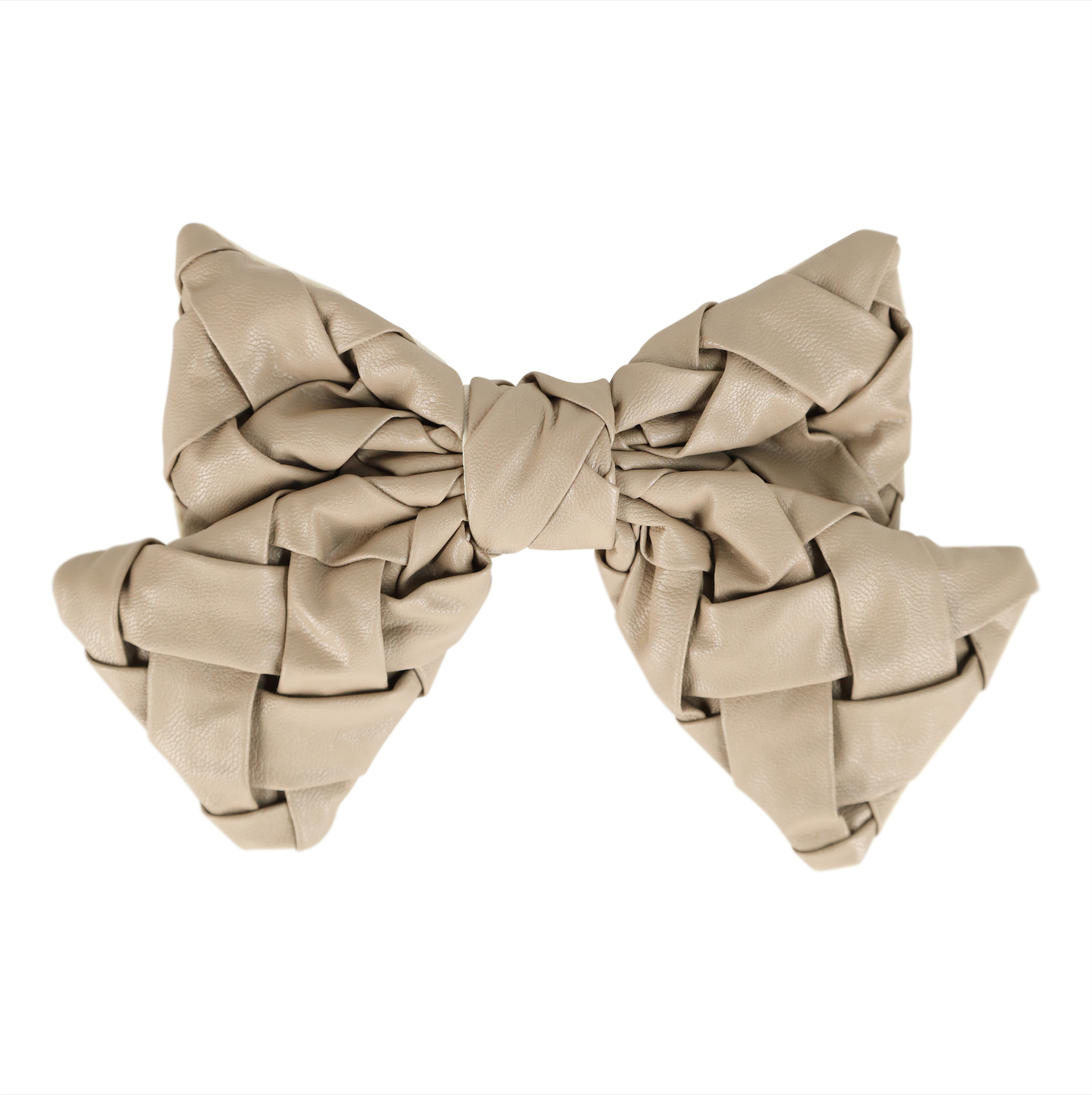 Woven Bow Clip In Beige