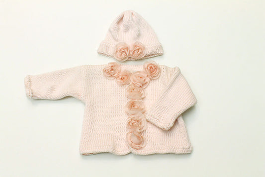 Pink Cotton Girls Sweater Set