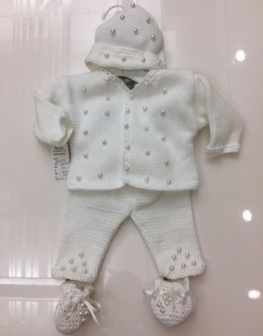 COTTON SWEATER SET WITH PEARLS