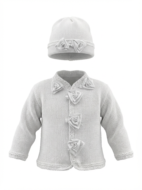 Gitta Knits Rosette Cardigan & Hat Set — PRE-ORDER