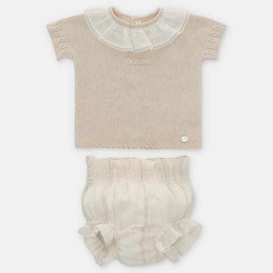 Martin Aranda light beige Baby Girls Summer Knit Set