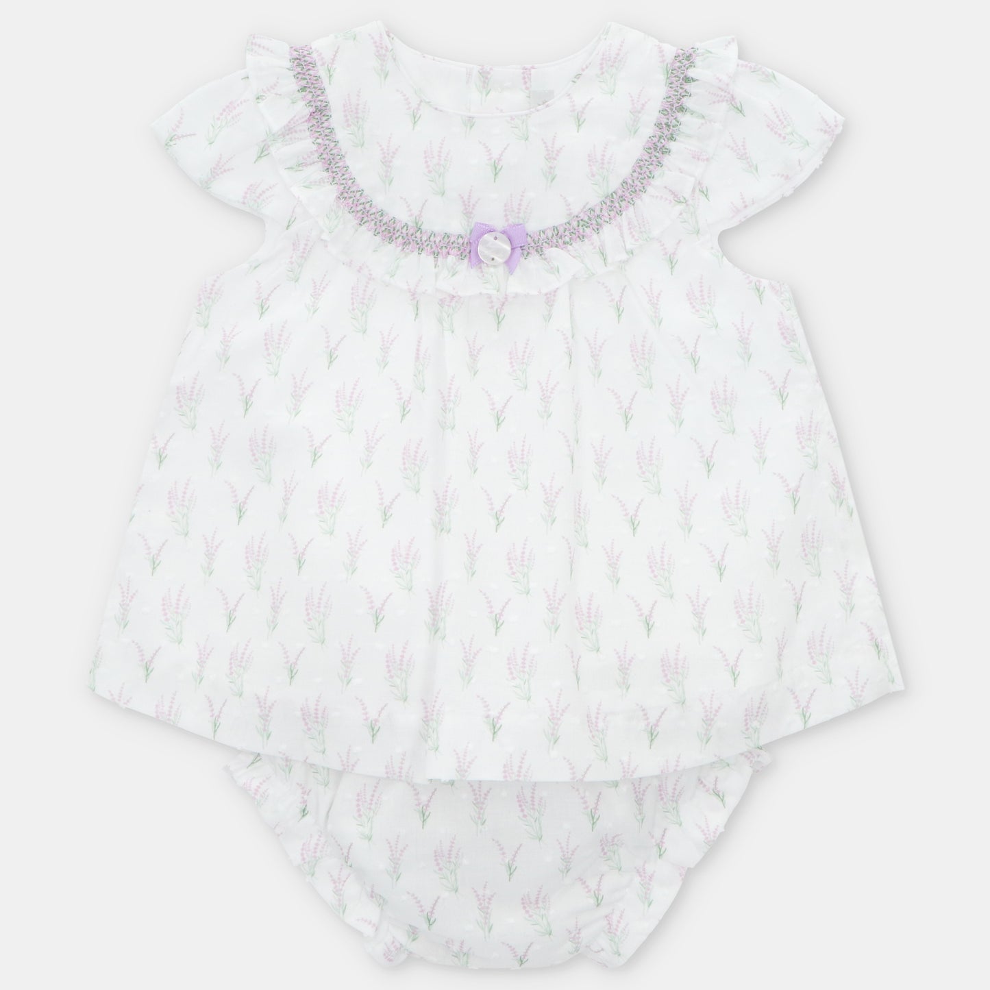 Martin Aranda Baby Girls White & Purple Lilac Summer Set