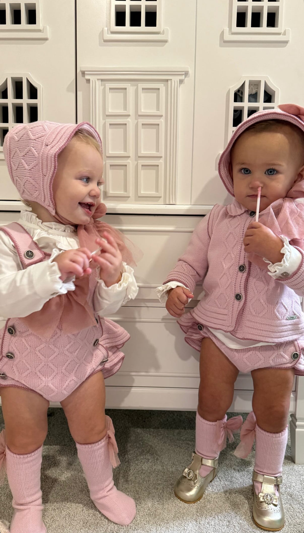 Rahigo Pink Knit Ruffle Romper with Blouse-Baby Girls