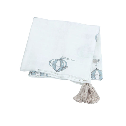Muslin swaddle with tassels-Hot AIR BALLOON