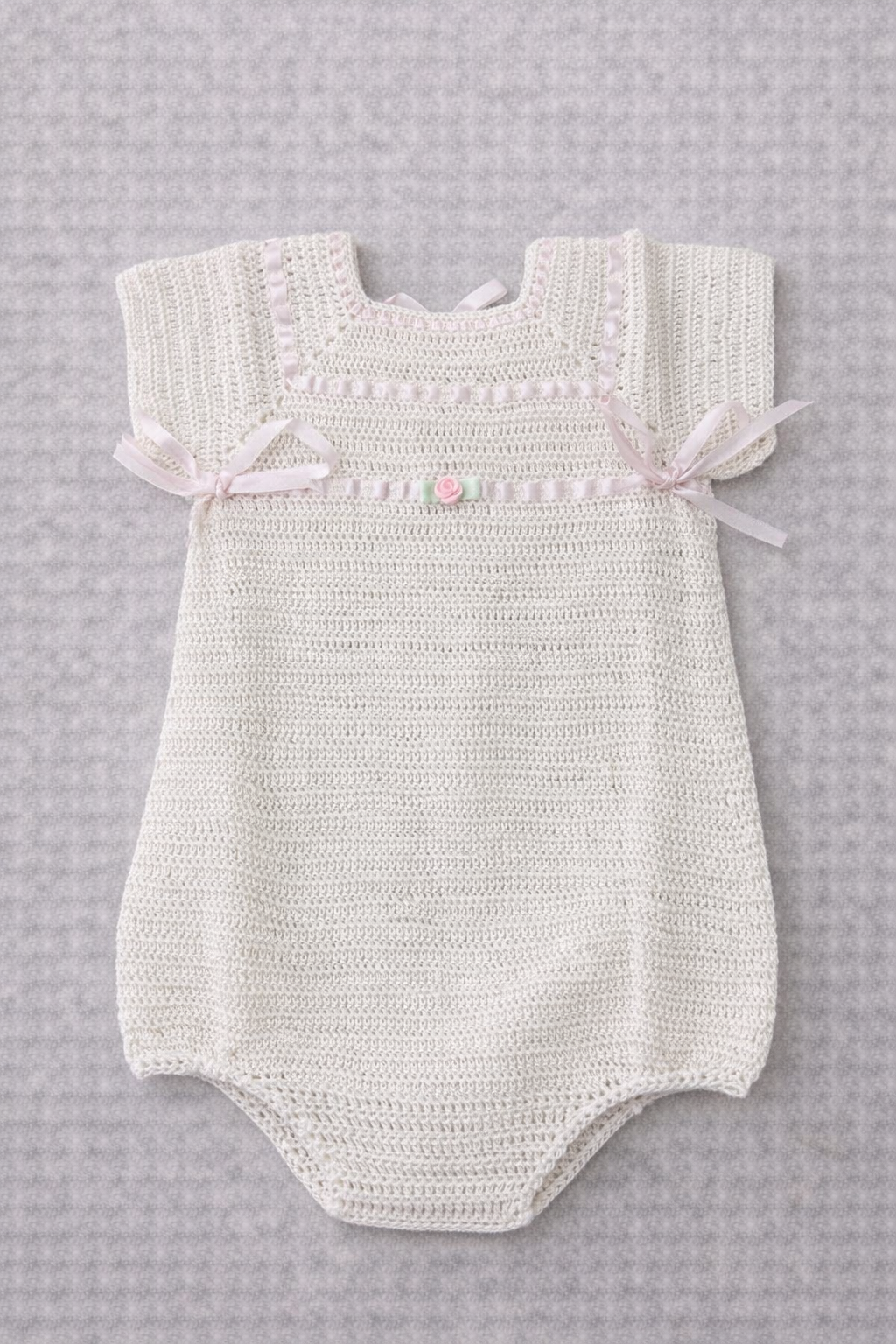 Sweet Blossom Heirloom Bubble Romper Off White Pink