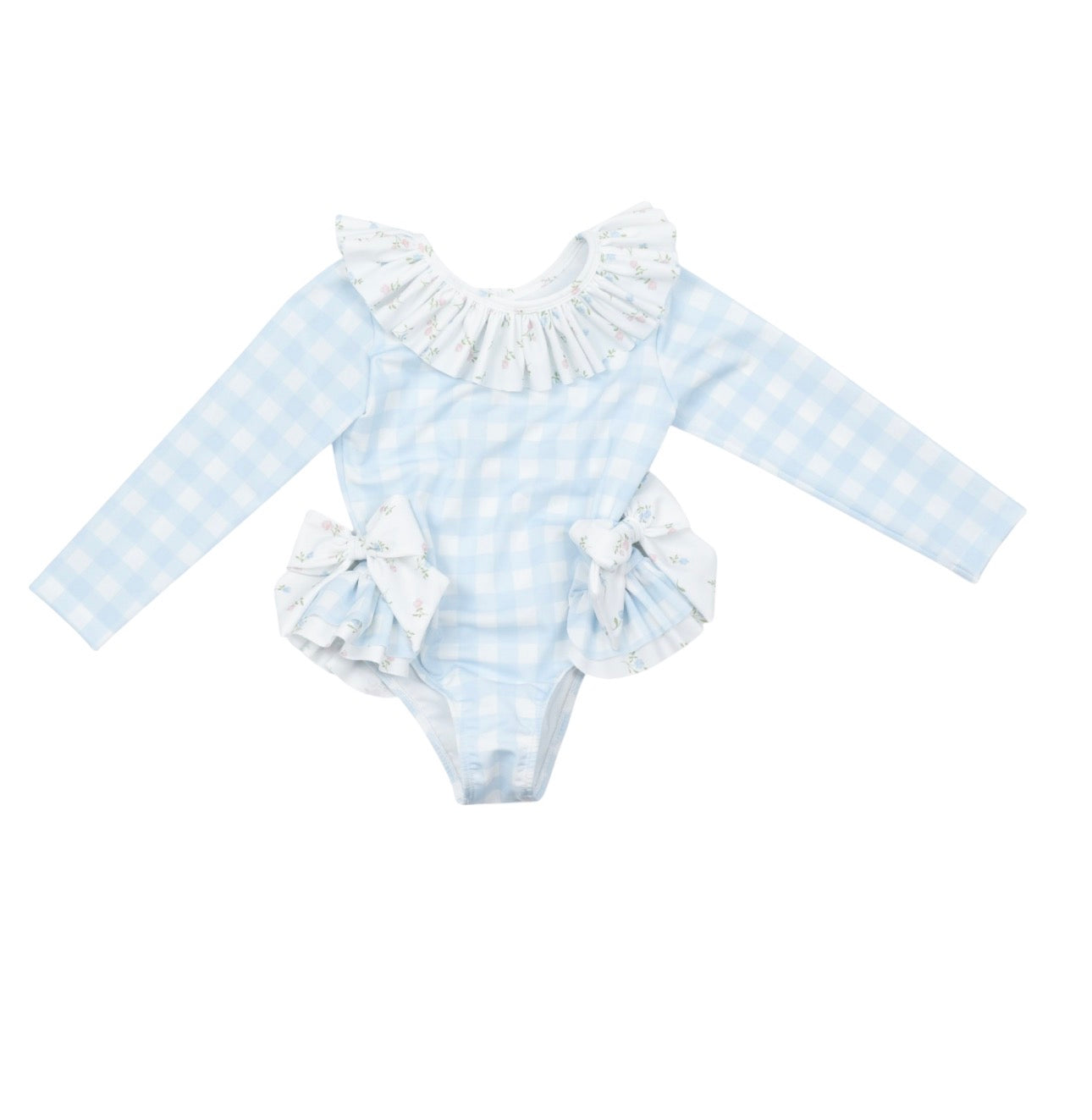 JAMAICA Girls Long Sleeve One-Piece Swimsuit-Blue