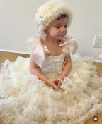THE BELLISSIMA LUX CREAM LACE & TULLE DRESS