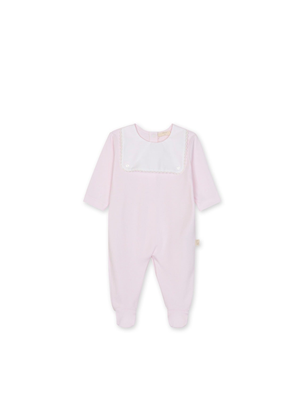 Baby Gi Classic Scalloped Footed Romper-Pink
