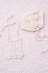 Blush Rose Heirloom Bonnet and Bib Set-New Born