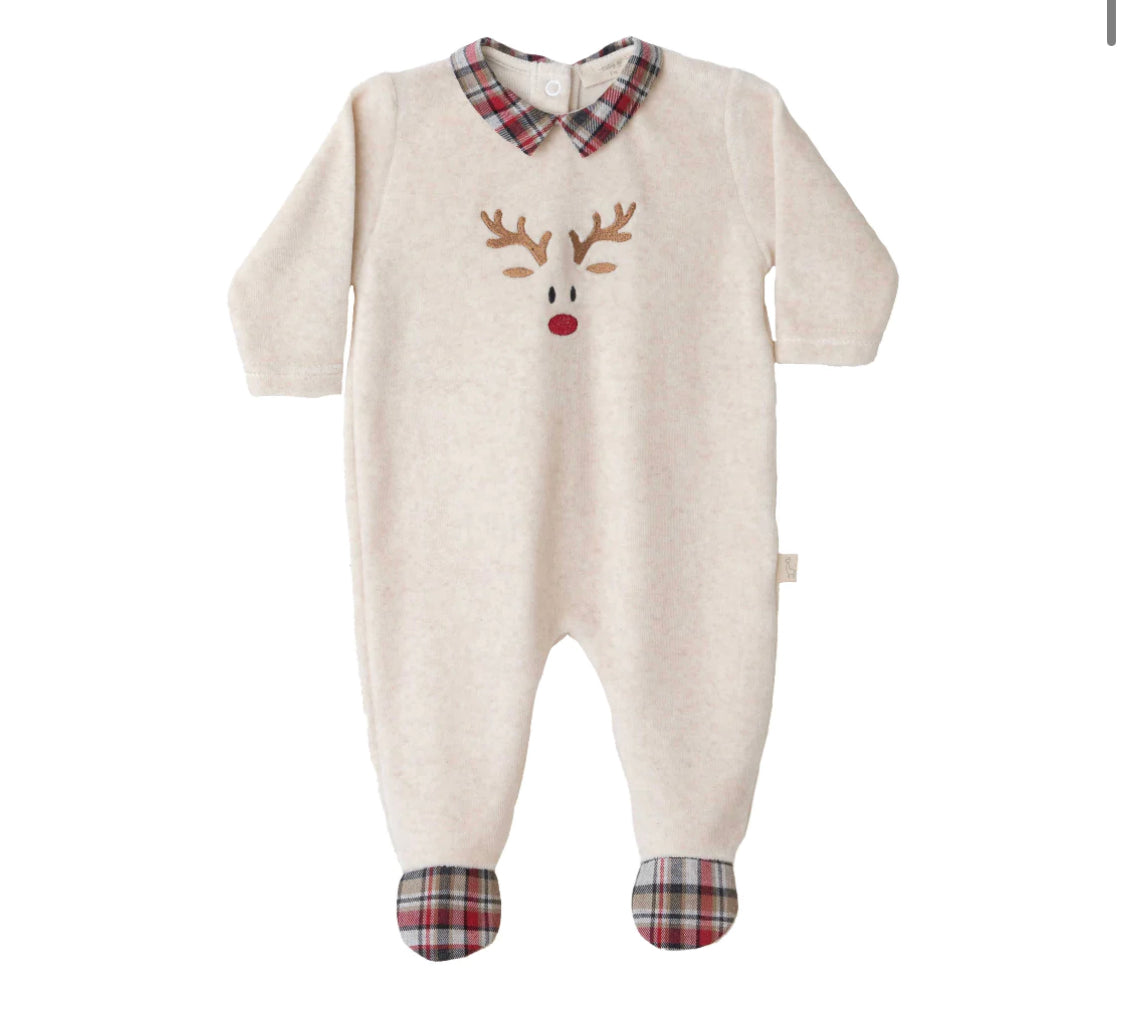 Baby Gi Boys Christmas Reindeer Velour Sleepsuit