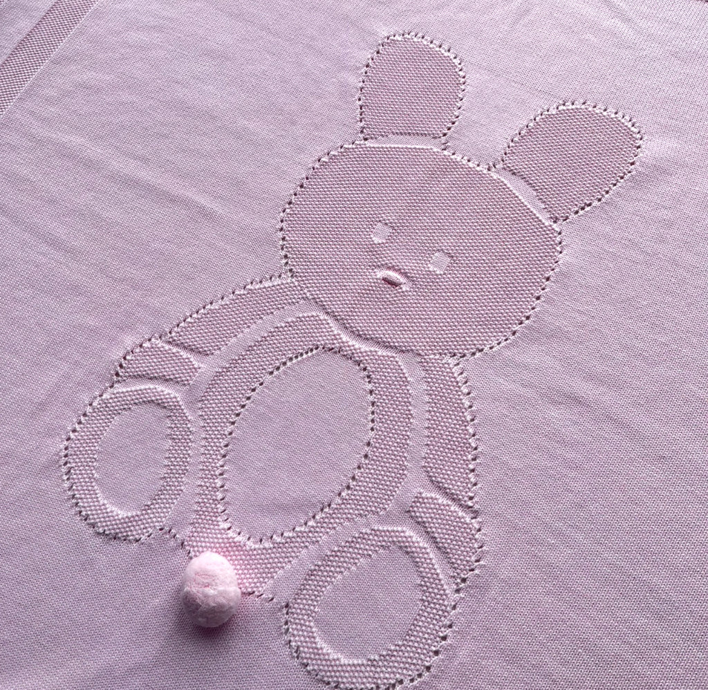 Dr.Kid  Knitted Bunny Pom-Pom Tail Baby Blanket