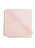 Pink Tulle-Trimmed receiving blanket