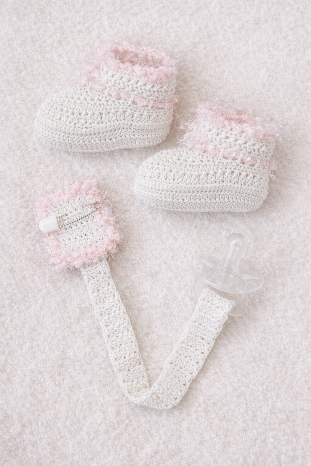 Blush Magnolia Booties and Pacifier Set 