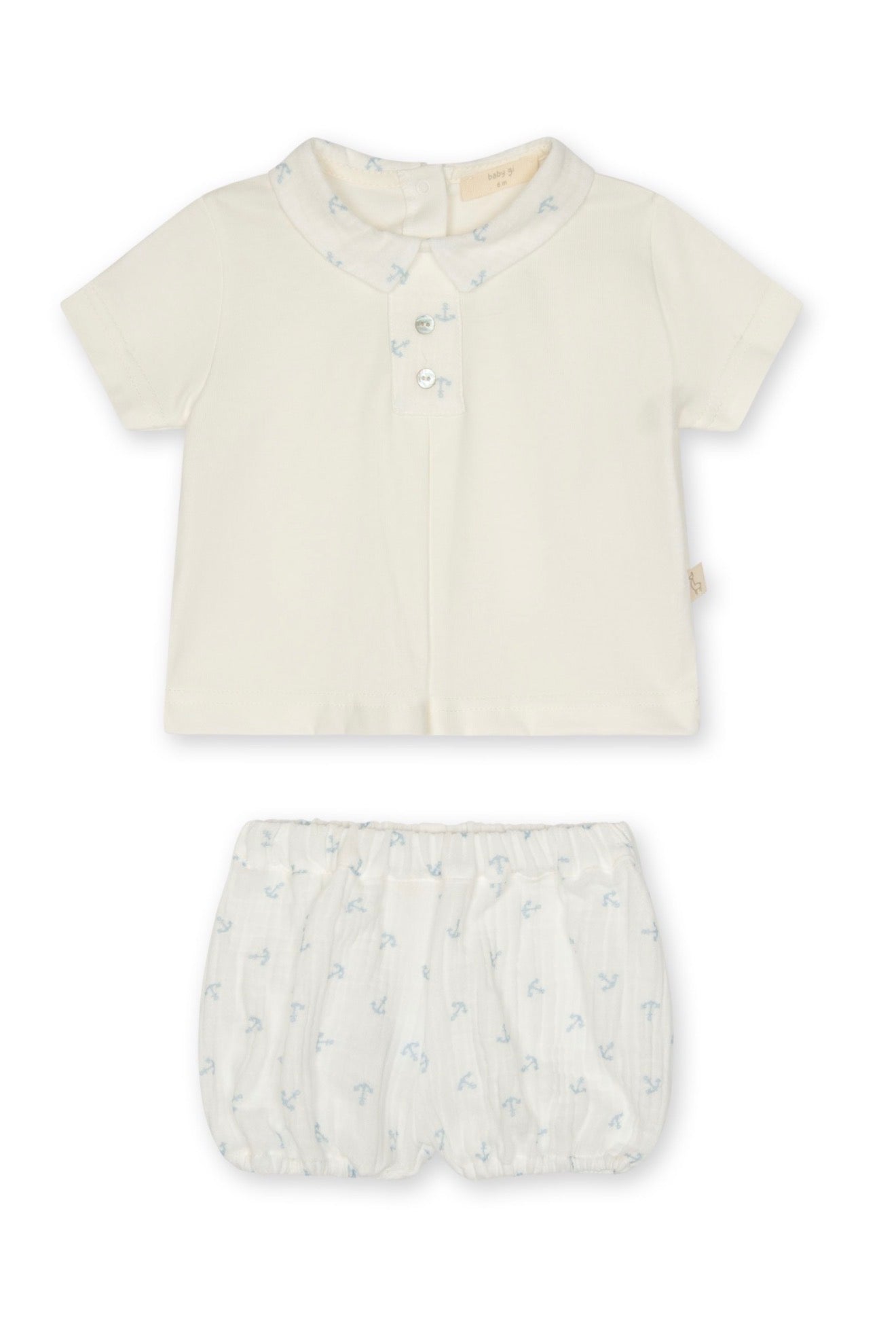 Baby Anchor Knit Set – Cream & Blue | Luxury Two-Piece Outfit