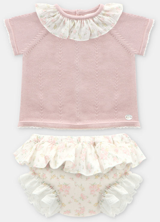 Ruffled Rose Knit & Bloomers Set – Rosa Empolvado