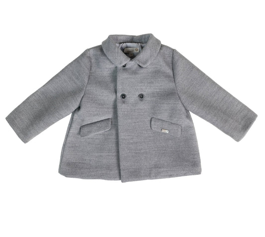 THE PURETE double breasted gray wool coat