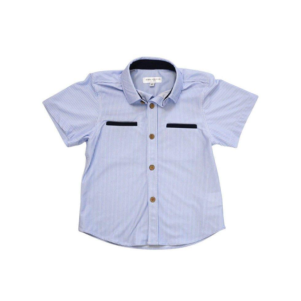 Besom Pocket Top- Blue Pinstripes | Sweet Liberty Collection