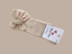 Meia Pata Beige Bow & Pom-Pom Socks