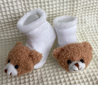 Meia Pata Teddy Bear Booties-White