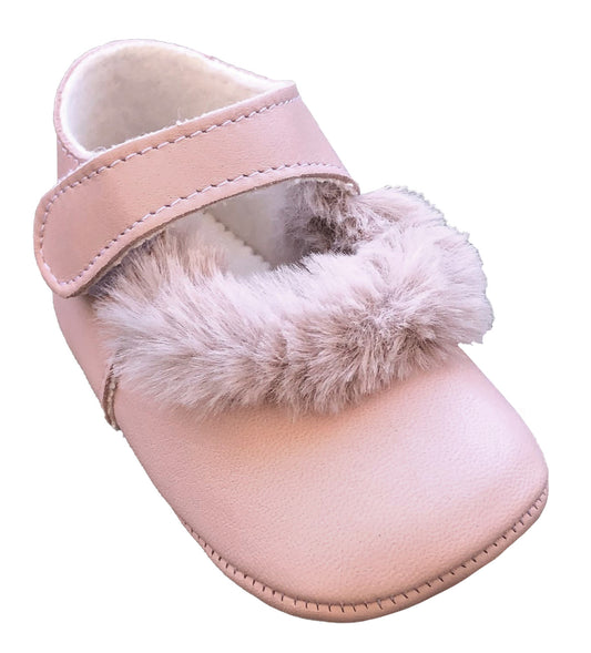 Pink & Fur Baby Girls Pram Shoe