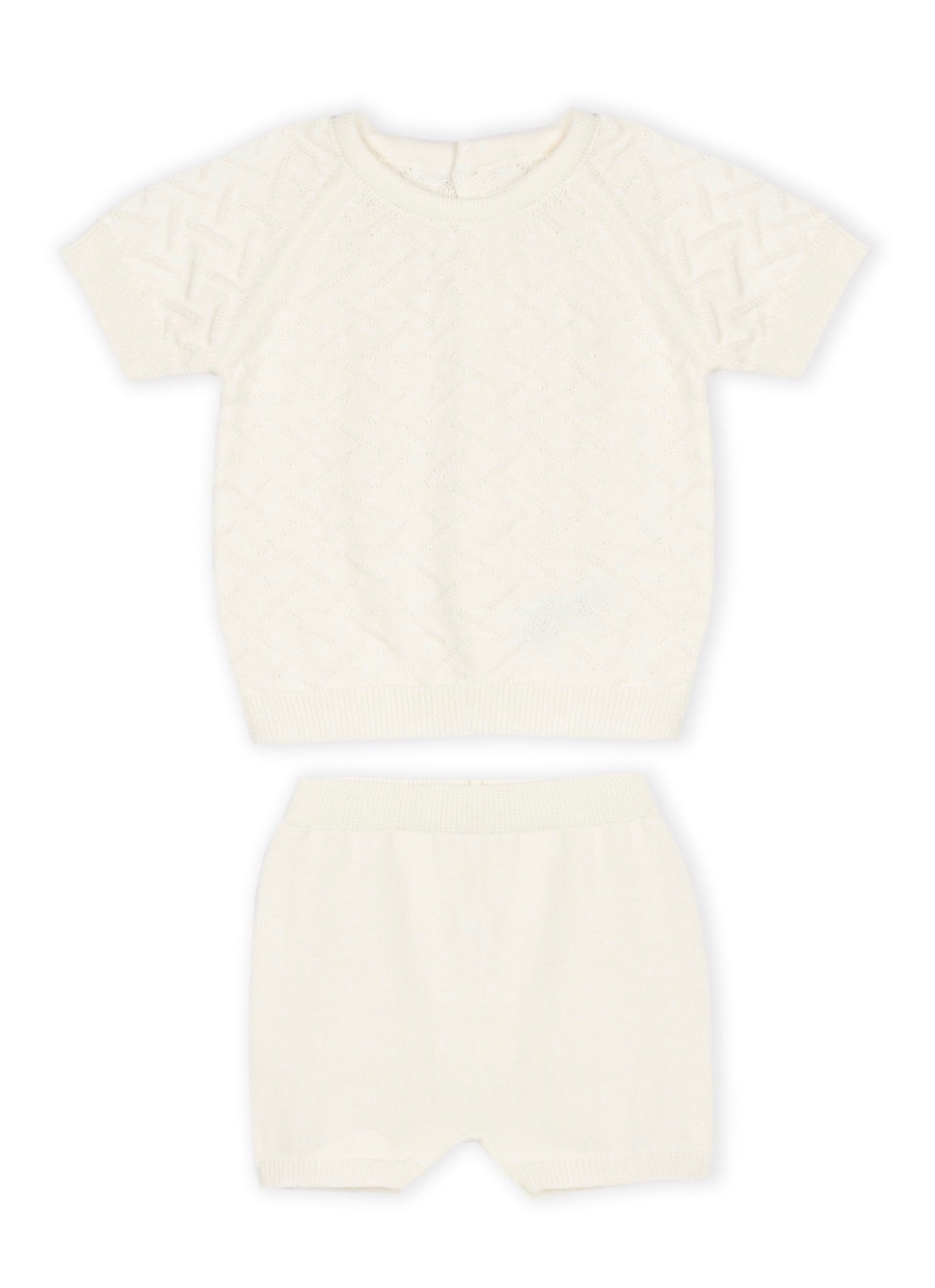 Classic Ecru Knit Baby Short Set