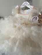 THE BELLISSIMA LUX CREAM LACE & TULLE DRESS