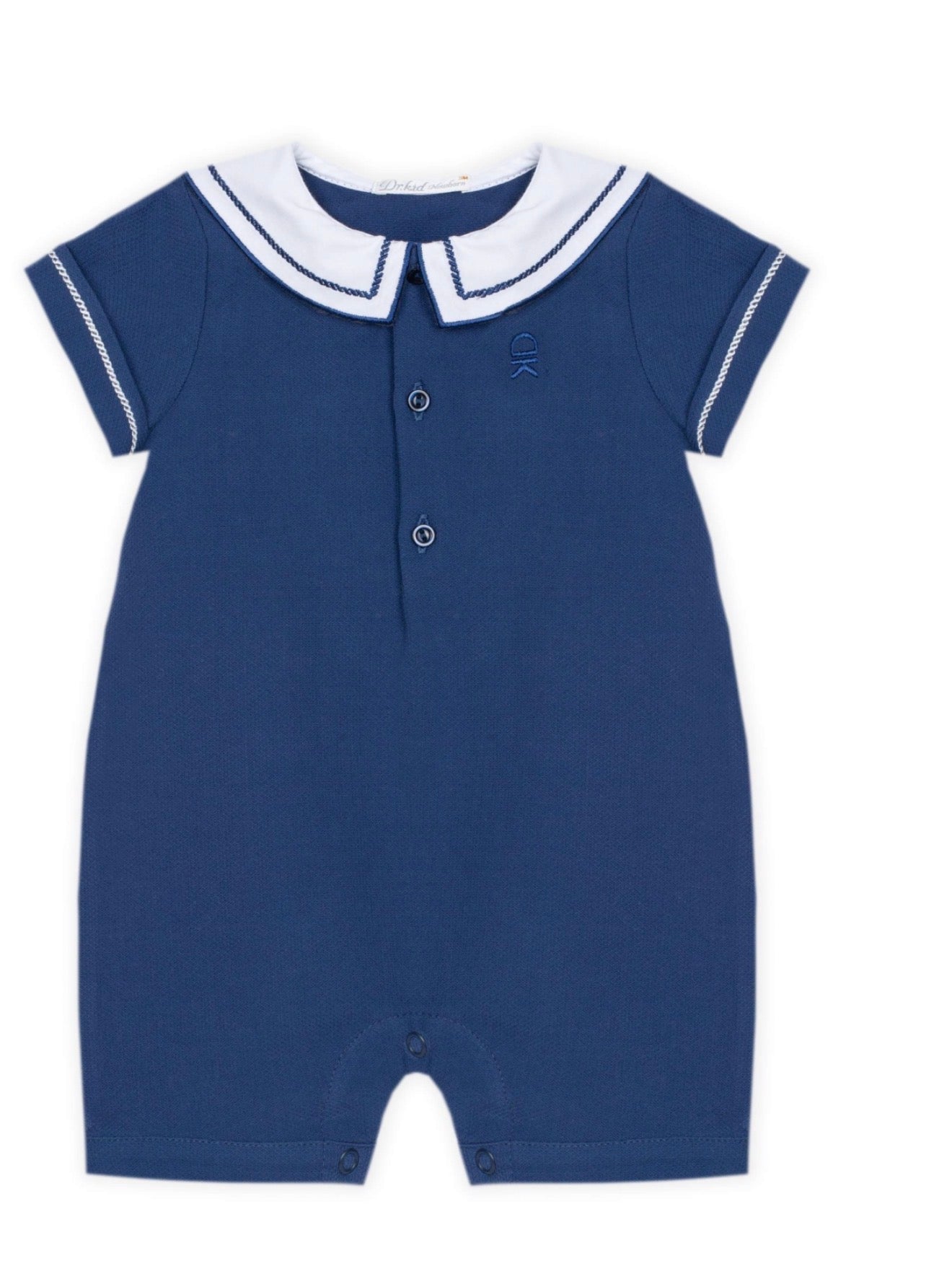 Doctor Kid Indigo Collared Baby Romper