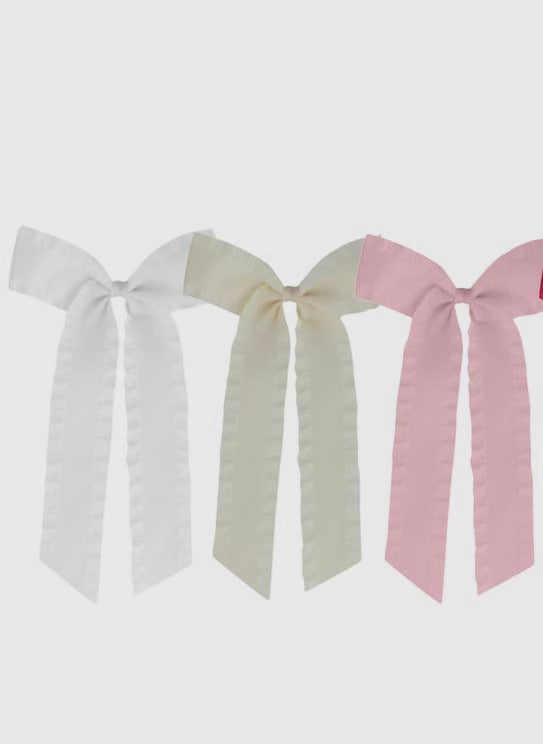 Satin Ruffle Long Tail Bow - Classic Colors