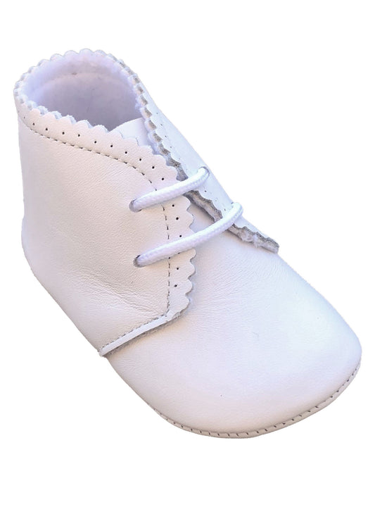 Baby Boys Leather Infant Pram Shoe-White