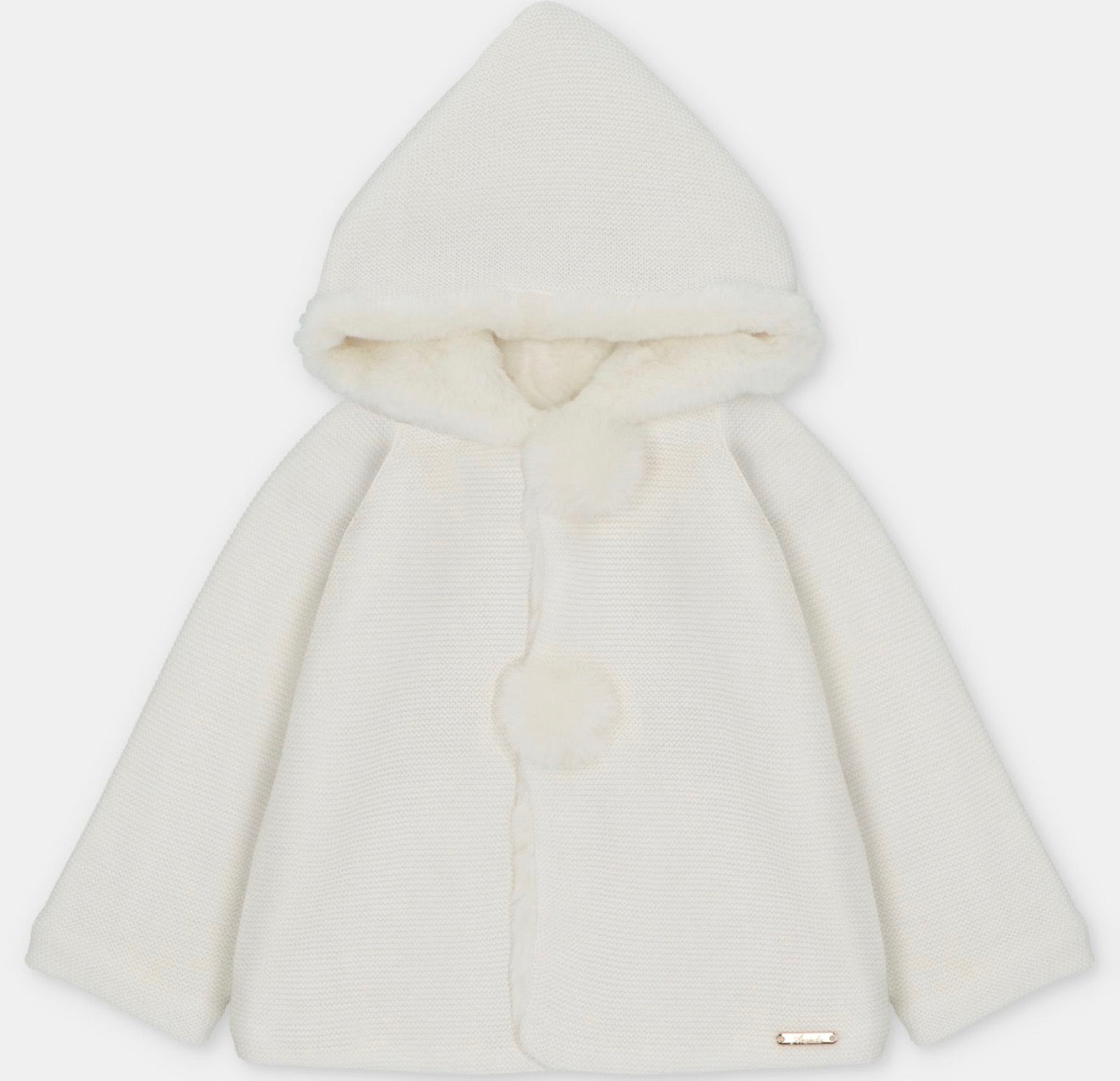Martin Armando Ivory Faux-Fur Hooded Knit Coat