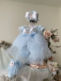 Collection D-Alli Blue Belle Frilly Knit & Tulle Ensemble