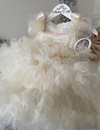 THE BELLISSIMA LUX CREAM LACE & TULLE DRESS
