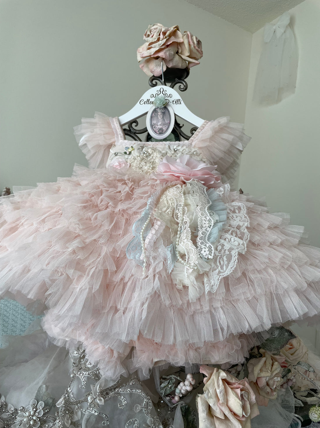 Abigail Dress in French Pink – Couture Tulle & Lace Set