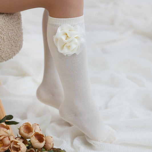 Meia Pata Tulle Flower Socks-White